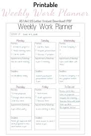 Daily Printable Work Planner Free 2018 Schedule L Template Planning