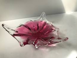 Vintage Pink Murano Glass Bowl From