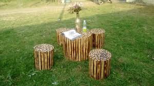 Garden Wooden Coffee Table Set With 4
