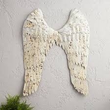 Rustic Textured Metal Angel Wings Wall