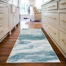 harmony teal 2 ft x 7 ft indoor machine washable runner rug