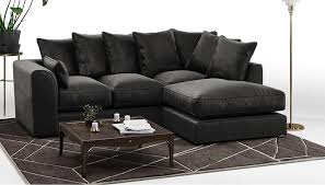 nero jet black plush velvet corner sofa