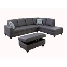 Star Home Living Cloud Gray Right Facing Faux Leather Sectional Sofa Set