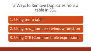 remove duplicates from a table