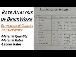 Rate Ysis Of Brick Work Estimation