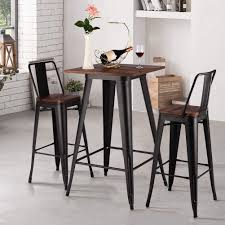 Sourcing guide for bar table and chairs: Inmozata Bar Table Stool Set Breakfast Bar Table And 2 Stools High Chairs Bistro Stool Dining Table Chair Metal Legs Wooden Seat Amazon Co Uk Kitchen Home