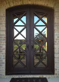 Glass Panel Wrought Iron Safety Door