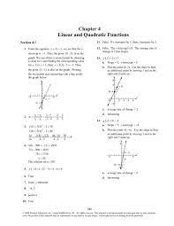 Chapter 4 Linear And Quadratic Functions