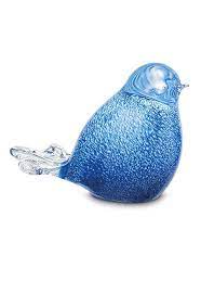 Crystal Glass Keepsake Ashes Urn Bird Blue White Blue 0 03l