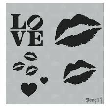 kisses and love stencil 1