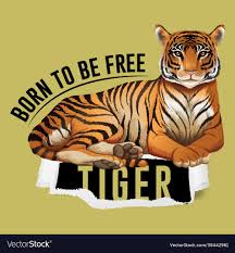 born to be free tiger slogan t shirt