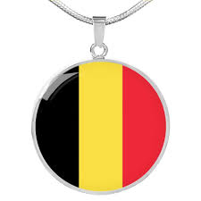 belgium flag necklace belgium flag stainless steel or 18k gold 18 22 inch women s size one size