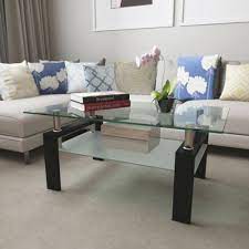 Clear Glass Coffee Table Side Table