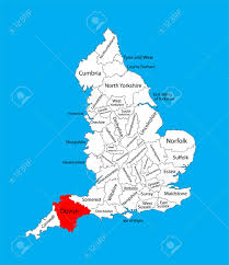 Vector Map Of Devon In South West England United Kingdom With
