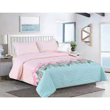 quilt bedding set pink aqua blue