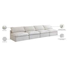 Cream Velvet Modular Armless Sofa