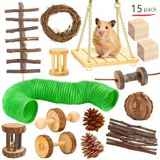 natural wooden hamster toy set for