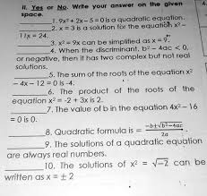 1 9x2 2x 5 0 Is A Quadratic Equation