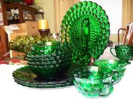 Green Glassware Green Glass Bubble Glass