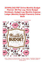 Download Pdf Online Monthly Budget Planner Bill Pay Log