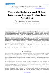 Pdf Comparative Study A Mineral Oil Based Lubricant And