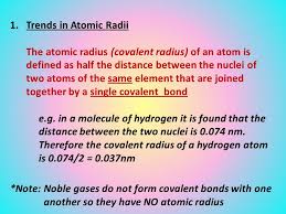 Trends In The Periodic Table Chpt 7 1 Atomic Radius