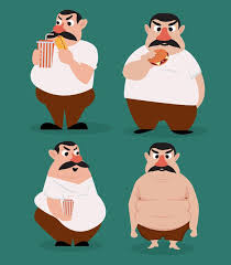 fat man icons funny cartoon character