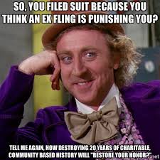 So, you filed suit because you think an ex fling is punishing you ... via Relatably.com