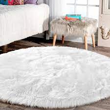 latepis white round rug 10ft fluffy