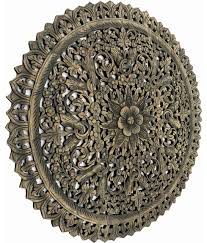 Large Round Wood Carving Fl Wall