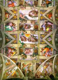 Sistine Chapel Ceiling   Michelangelo Paintings in the Sistine Chapel Leonardo da Vinci images The Creation of the Sun and the Moon  detail  by  Michelangelo             wallpaper and background photos