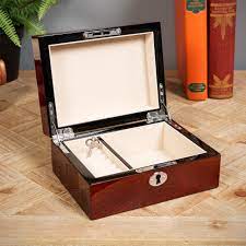 stratton wooden jewellery box with lock