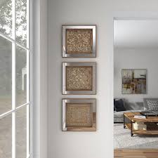 Traditional Metal Mirror Wall Plaque Set Of 3