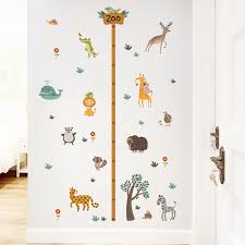 Us 3 11 20 Off Zoo Safari Wild Animals Growth Chart Height Measure Wall Sticker Decorative Kids Baby Nursery Home Decor Decal Poster Mural In Wall