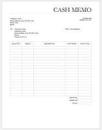 Cash Memo Template For Ms Word Word Excel Templates