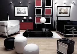 red black and white living room decor