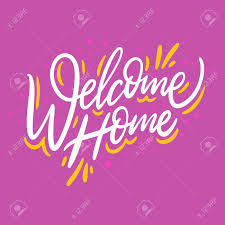 Welcome Home Hand Drawn Vector Lettering Isolated On Pink Background