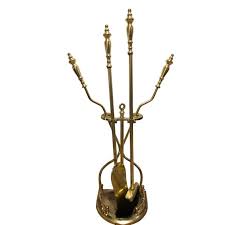 Vintage Solid Brass Fireplace Tool Set