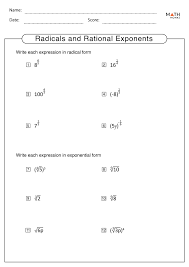 Rational Exponents Worksheets Math Monks
