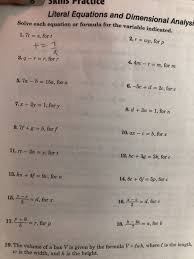 Solved Literal Equations And