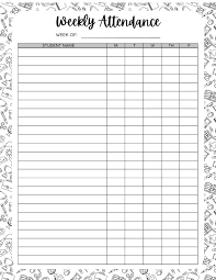 free printable attendance sheets for