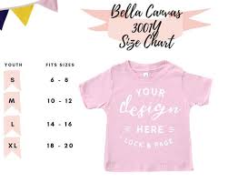 Bella Canvas 3001y Size Guide Chart Kids Jersey Short Sleeve Tee Youth T Shirt Mockup Boy Girl Son Daughter Childrens Mockup Flat Lay