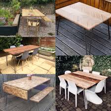 This wood table is perfect for a modern farmhouse patio. Make Your Own Diy Table Outdoor Table The Hairpin Leg Co