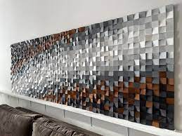 Large Scandinavian Geometric Wood Wall