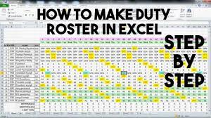how to make duty roster in excel in