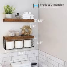 Brown Wood Bathroom Shelves