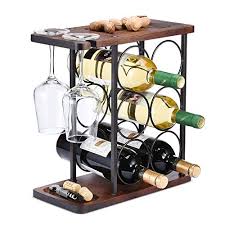 Looking for wood glass stand? Allcener Wine Rack With Glass Holder Countertop Wine Rack Wooden Wine Holder With Tray Perfect For Home Decor Kitchen Storage Rack Etc Hold 6 Bottles And 2 Glasses Pricepulse