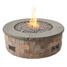 The Outdoor Greatroom Bronson Block Round Gas Fire Pit Kit Bron52 K