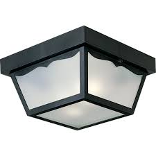 It has a 3 speed reversible motor, 5 blades, and a clear led dimmable light fixture. Progress Lighting P5745 31 Black 2 Light Flush Mount Outdoor Ceiling Fixture 10 Wide Lightingdirect Com