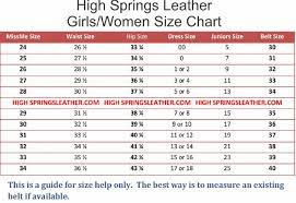 girl and las belt size chart